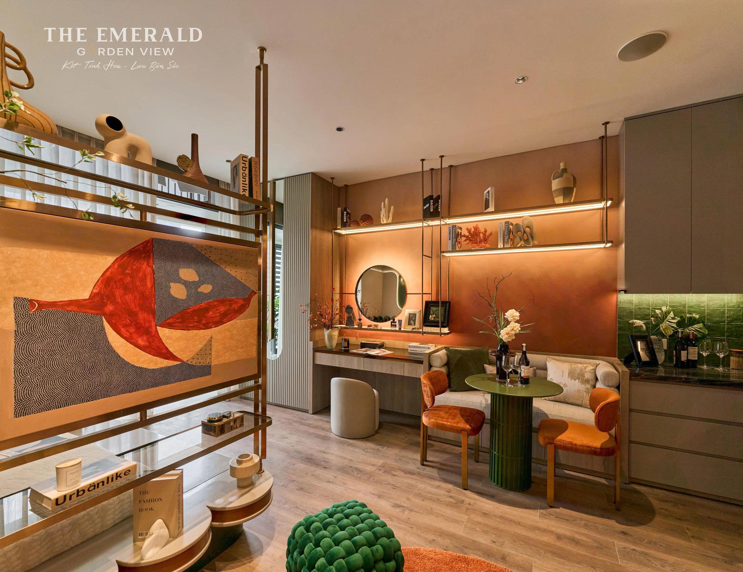 Góc làm việc và bàn ăn trong căn hộ studio tại dự án The Emerald Garden View