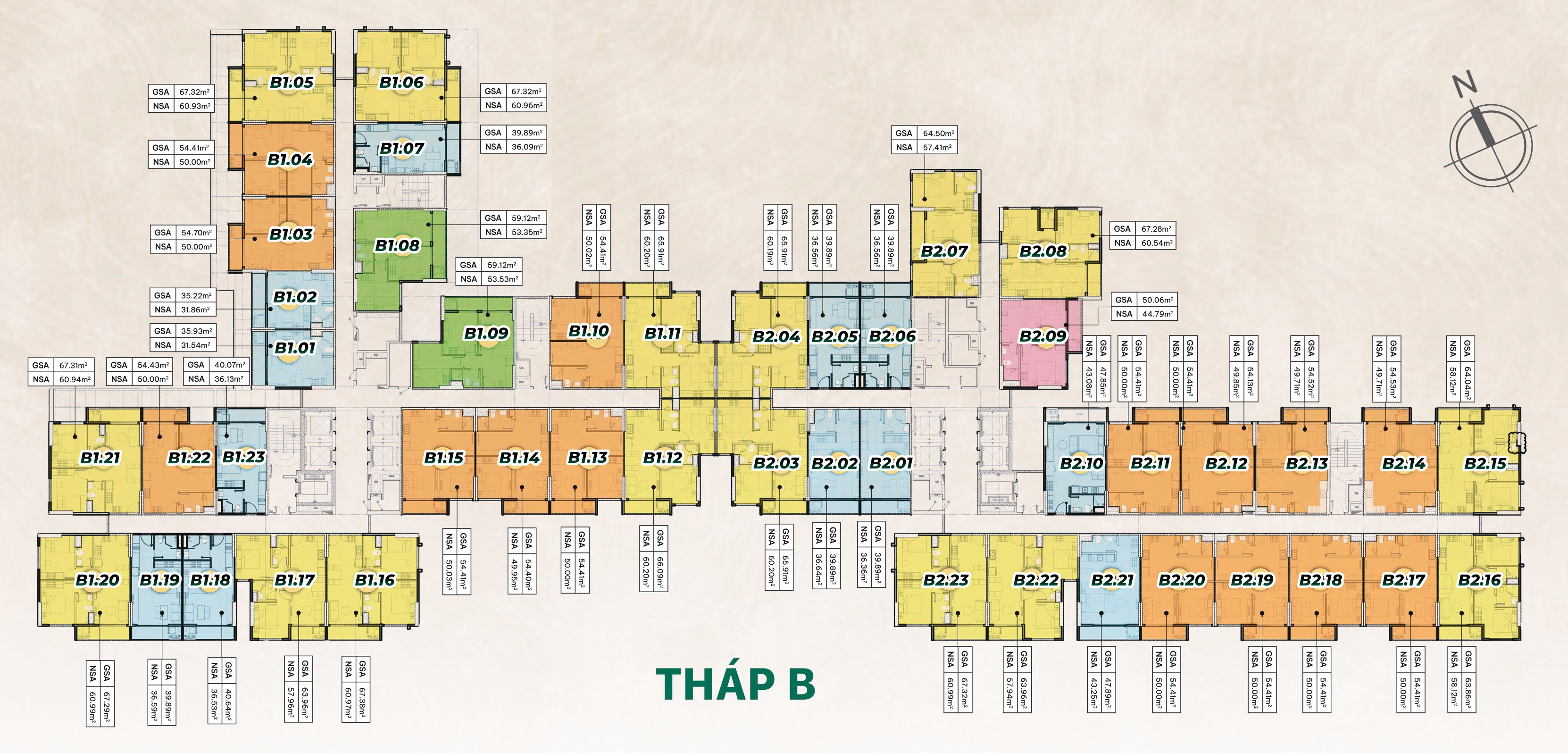 Mặt bằng tổng Tháp B